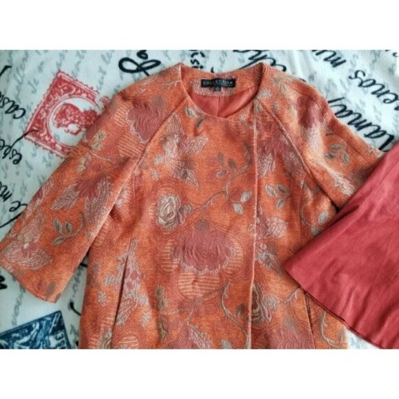 Collection By Harve Benard Women's Orange Tapestry Blazer Jacket Size 4 - Picture 1 of 11